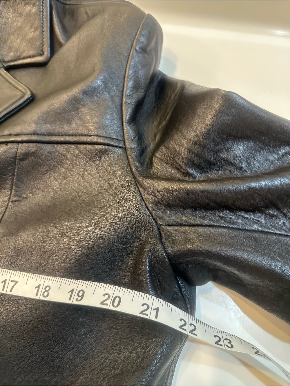 Vintage Harvé Benard Black Genuine Leather Mid-Length Car Coat Jacket Large - Picture 14 of 15